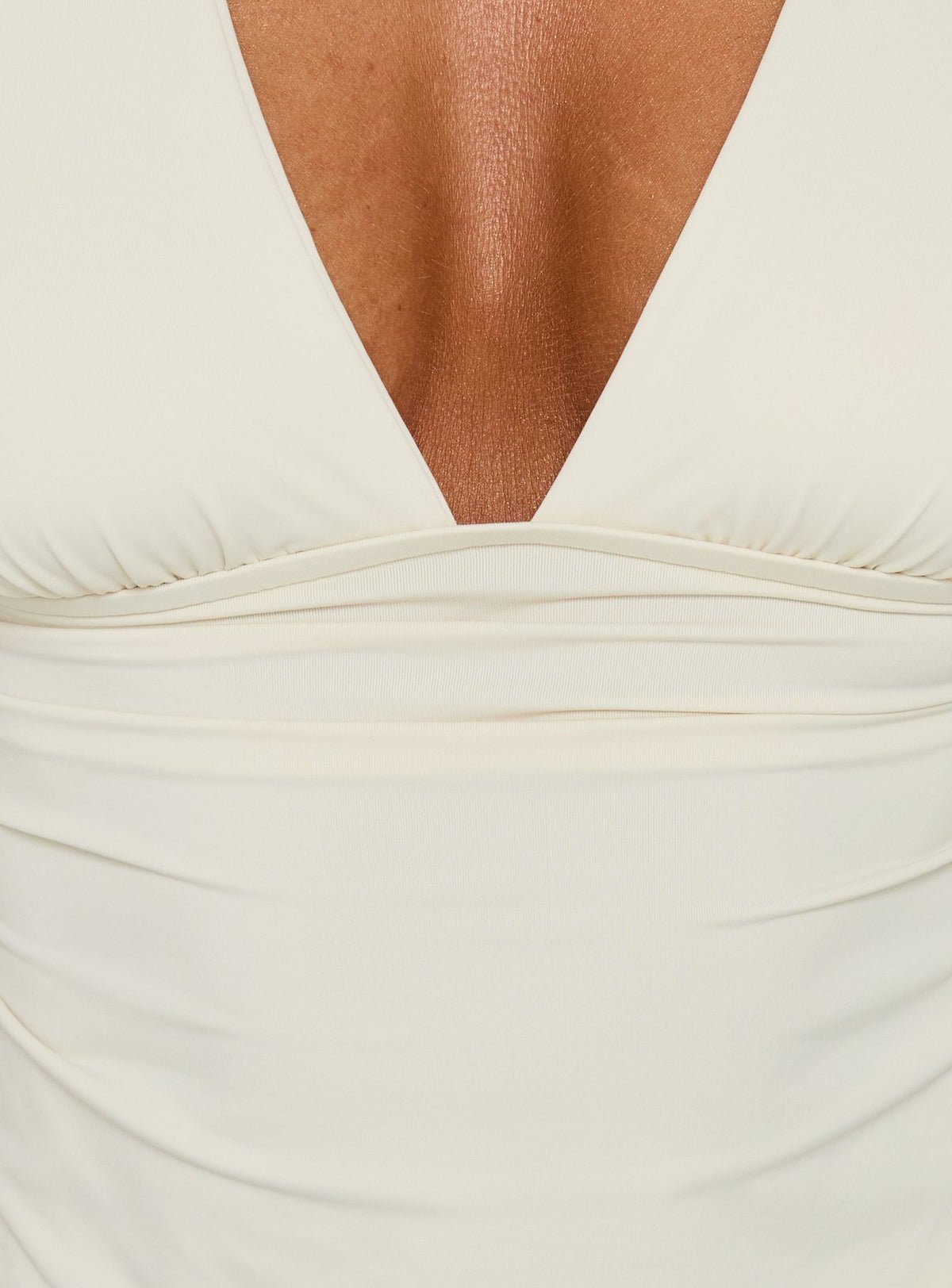 Ruched plunge top with thick straps