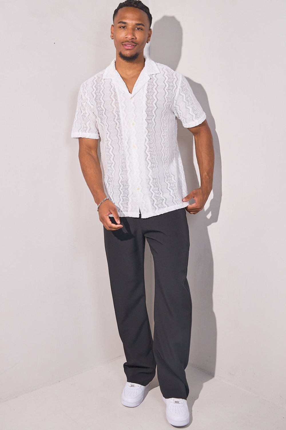 Chemise en maille à motifs blanche