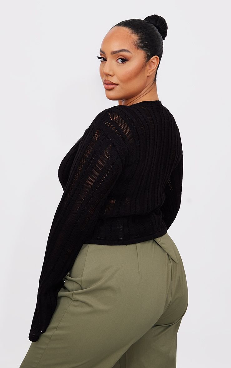 Distressed knit crop top - Plus size