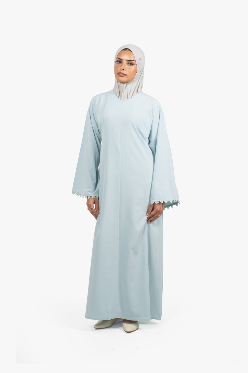 Abaya crêpe b dentelle f lkmam - Zre9 fate7