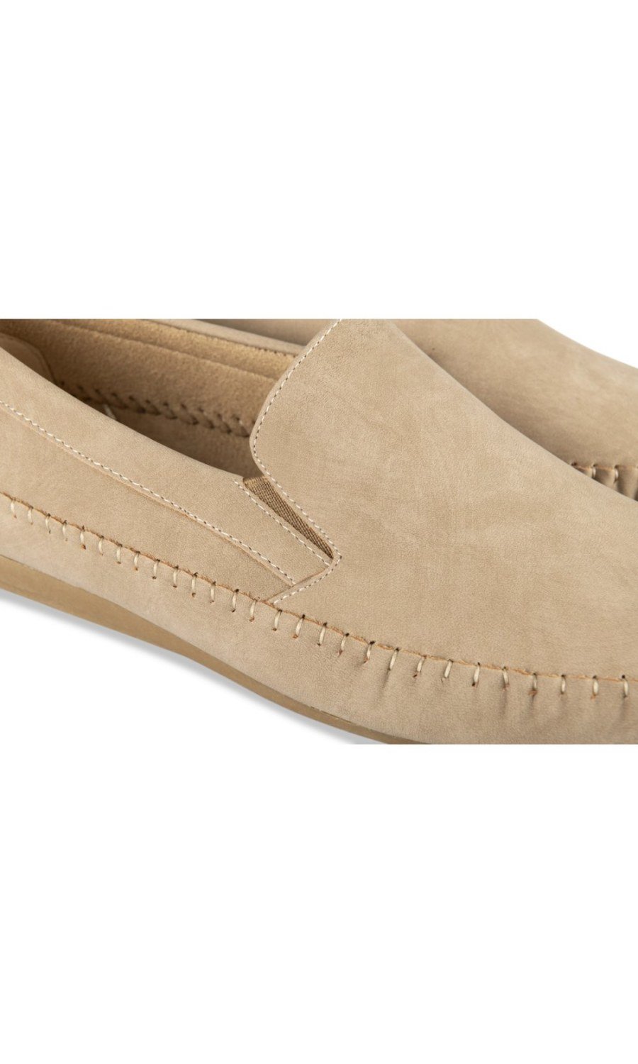 Mocassins à élastiques aspect suédine beiges