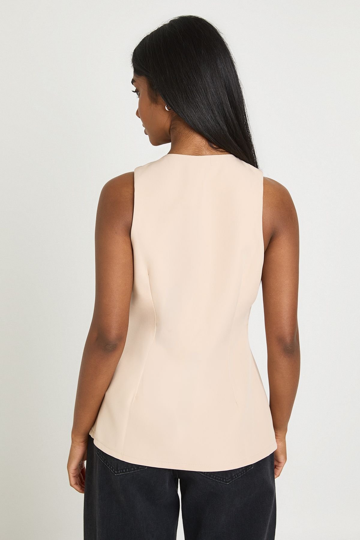 Double-breasted waistcoat with contrast buttons