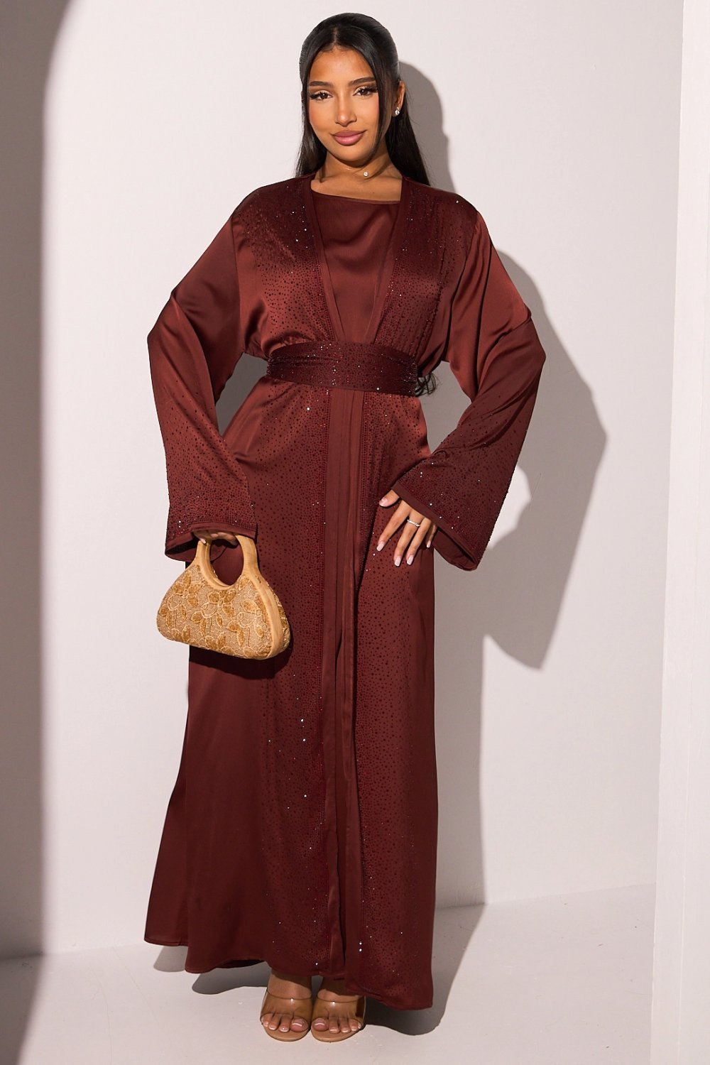 Ensemble robe w kimono b strass brique