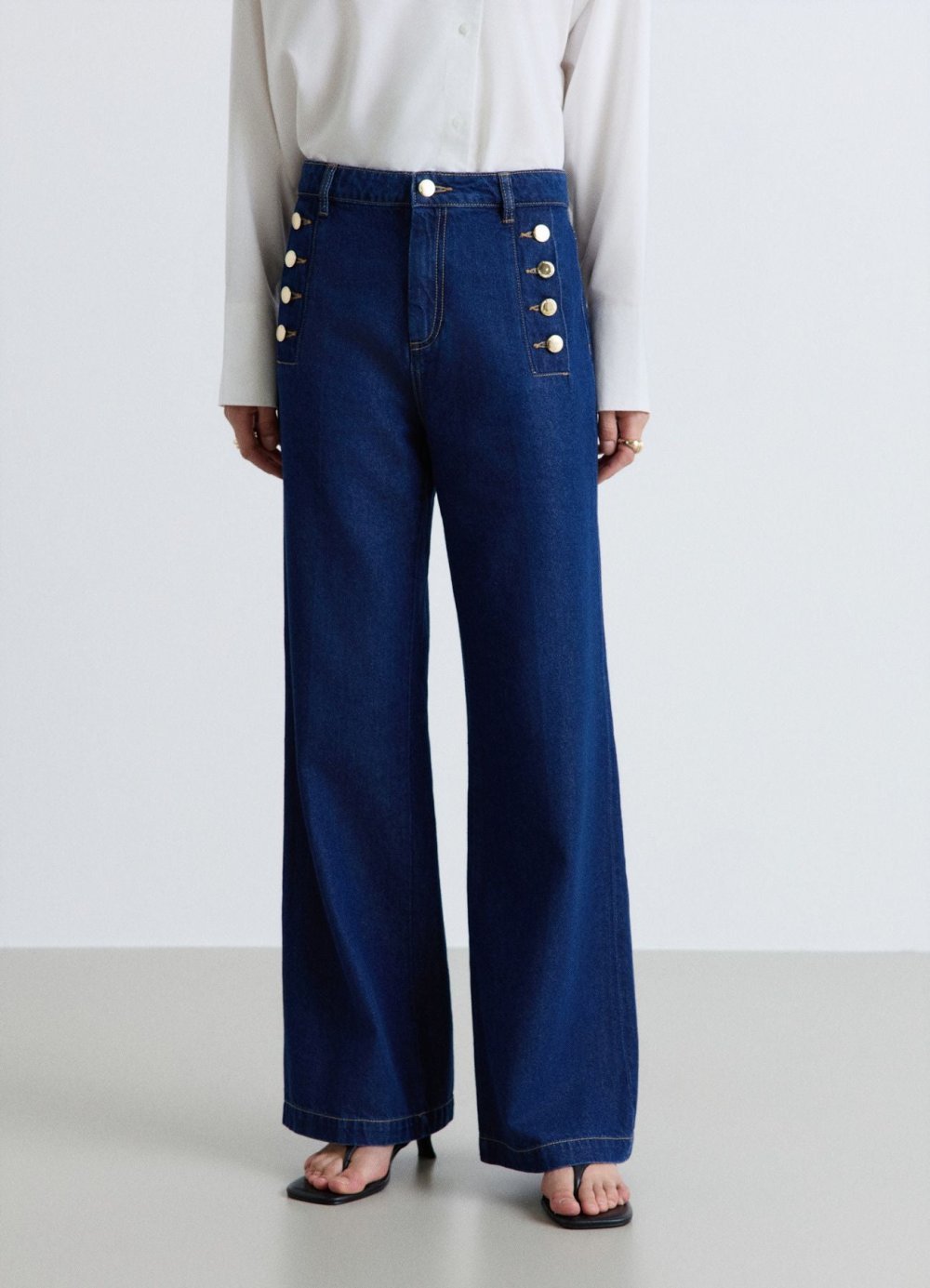 Jean palazzo taille haute b boutonat