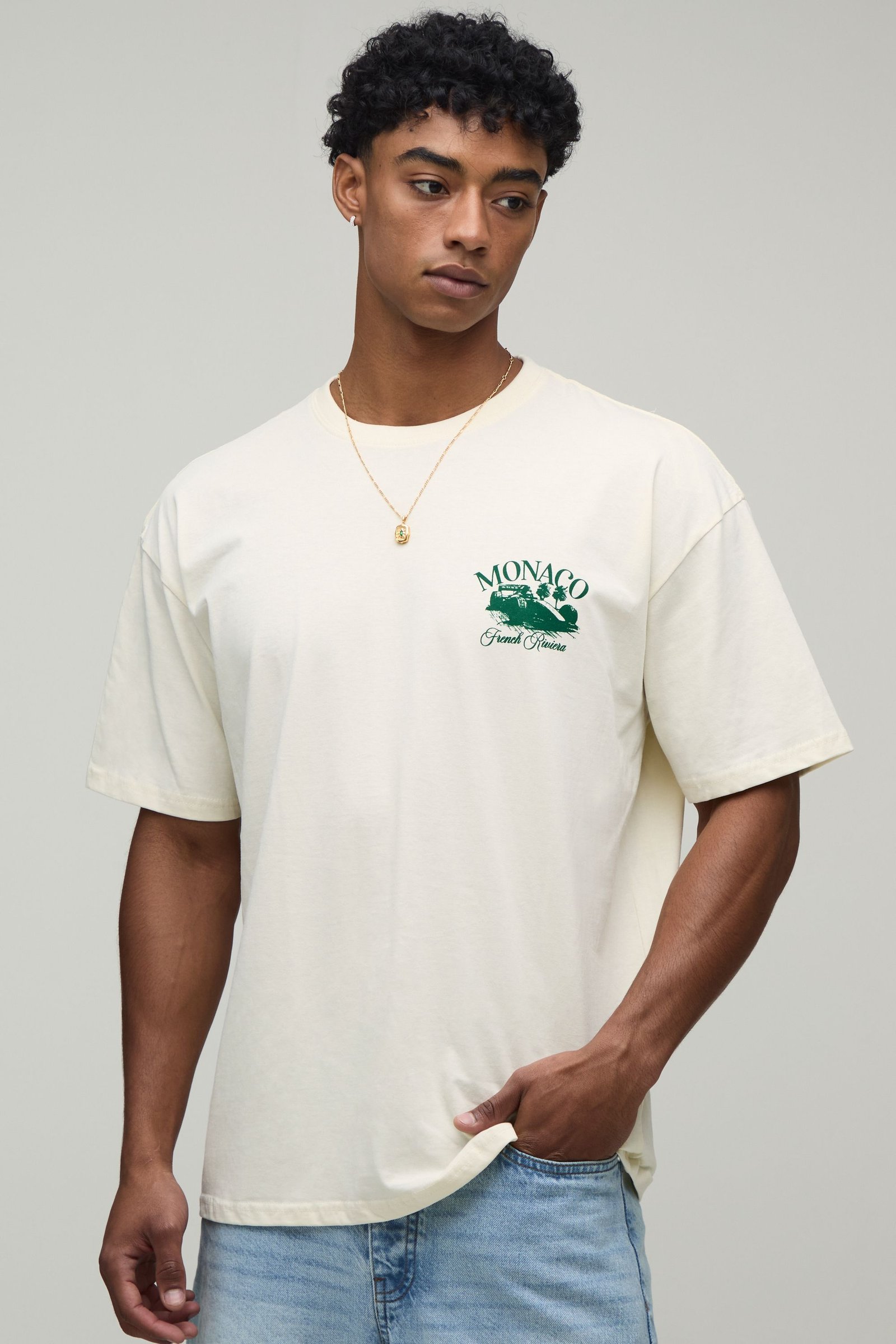 T-shirt oversize Monaco Racing écru
