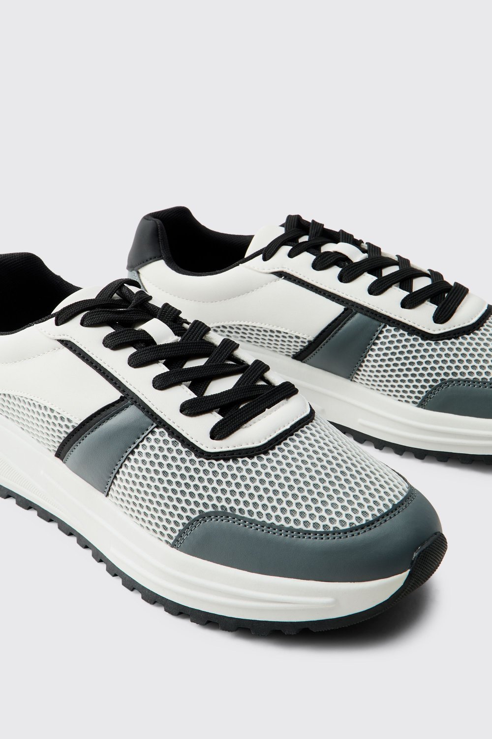 White mesh chunky trainers