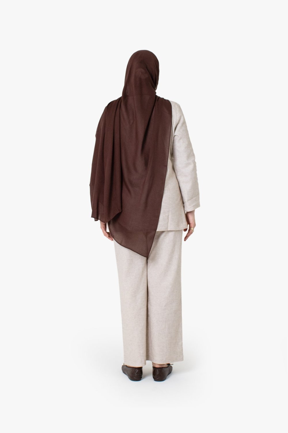 Straight-leg linen cotton trousers - Light beige