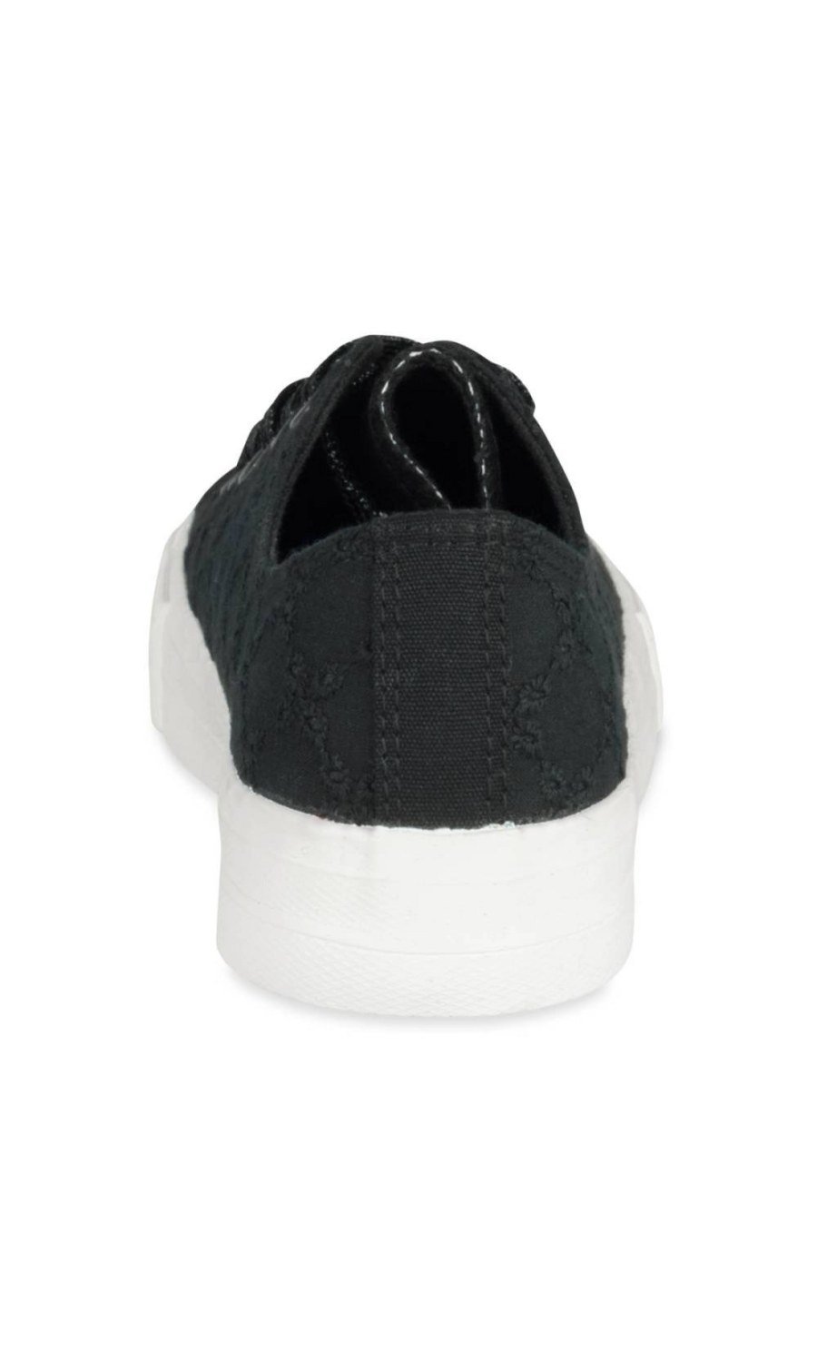 Black floral embroidered canvas sneakers