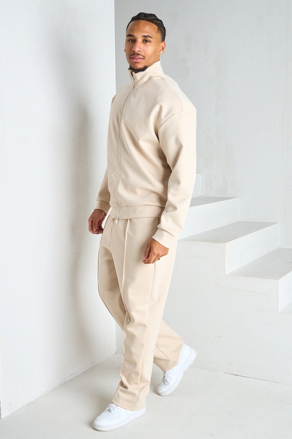 Ensemble veste b zip w pantalon à pinces beige