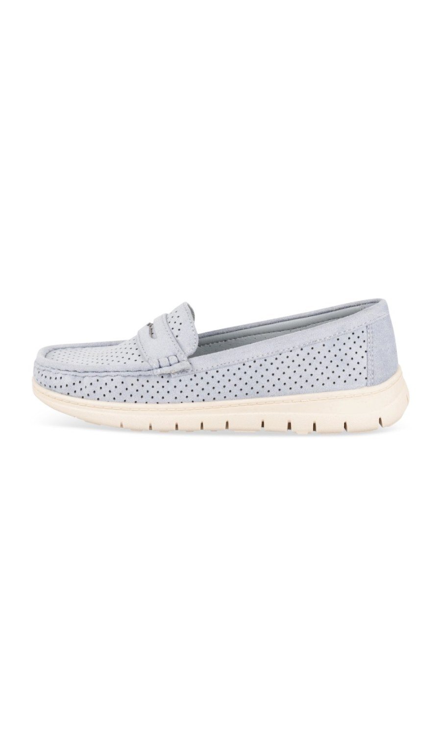 Sky blue perforated chunky-sole loafers