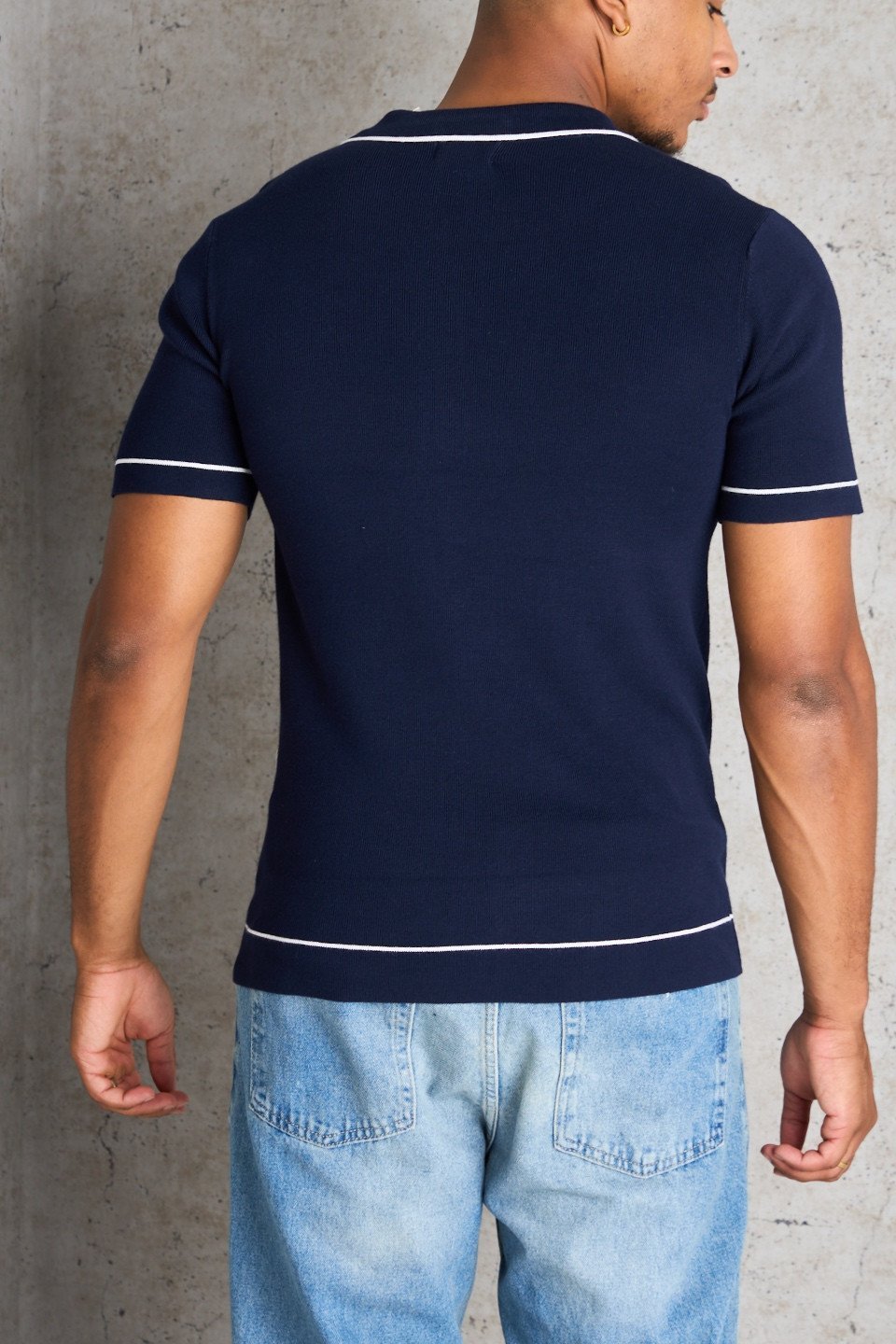 Chemise texturée à poche bleu foncé