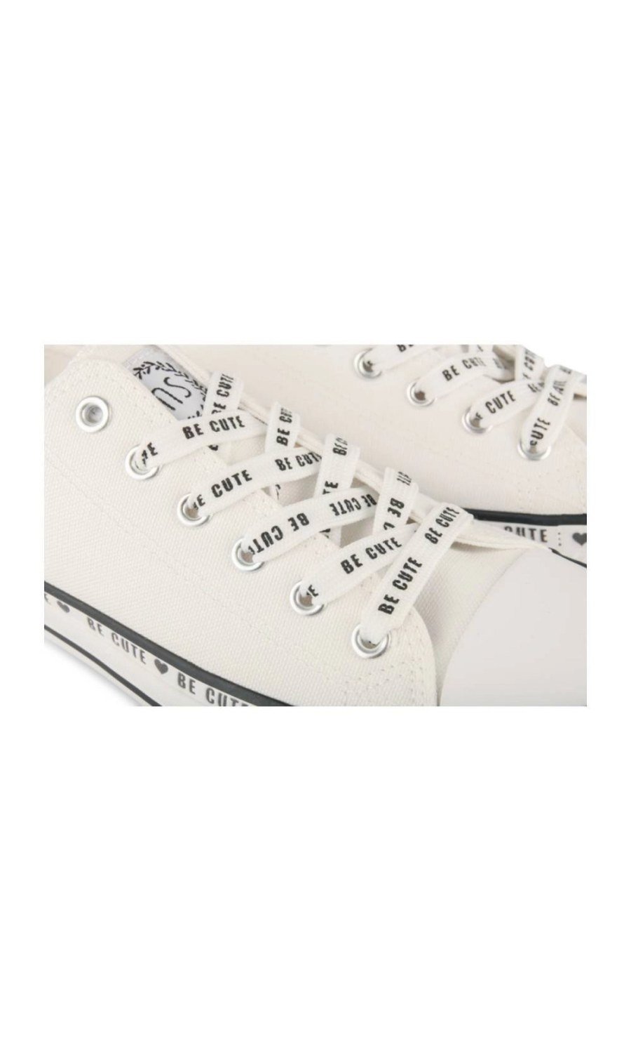 Baskets en toile bande « Be cute » blanches