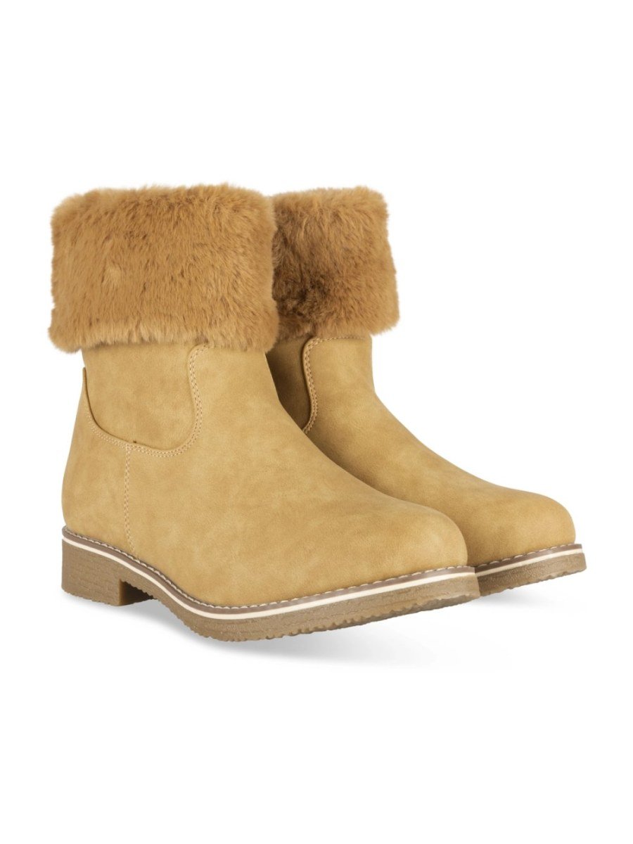 Bottines à col fausse fourrure camel
