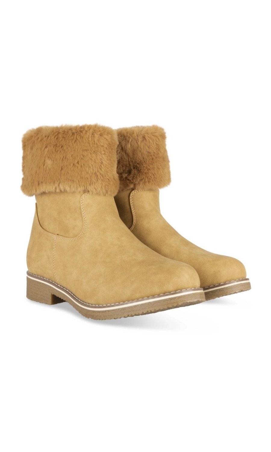 Bottines à col fausse fourrure camel