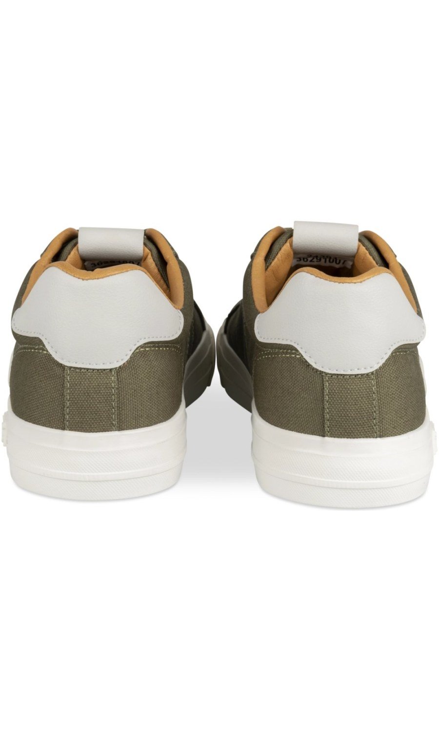 Khaki canvas trainers, tan collar
