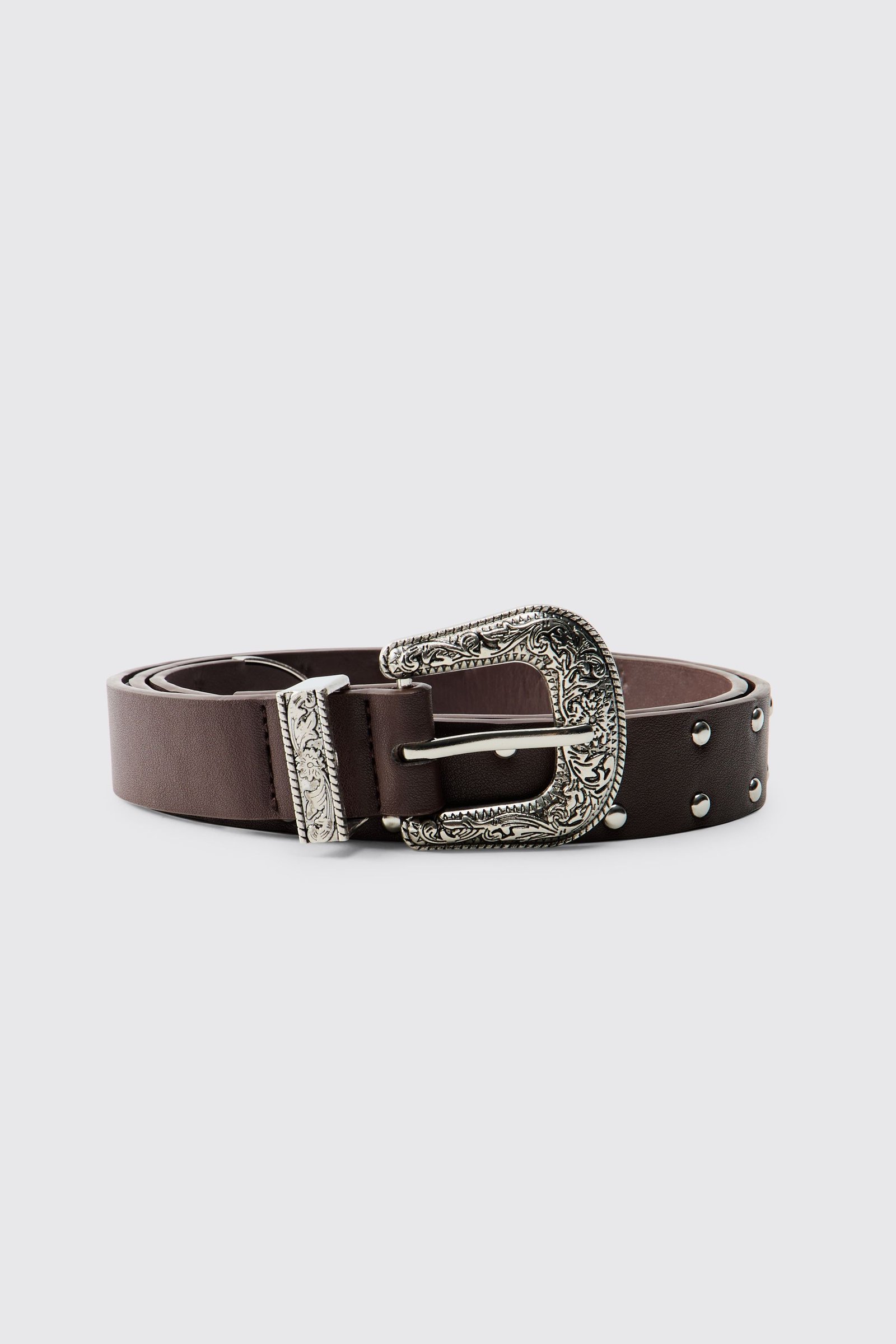 Faux leather western buckle belt