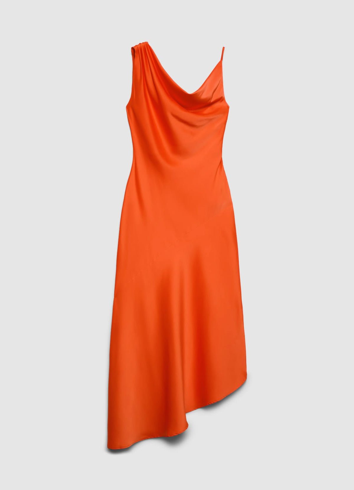 Robe asymétrique satin b col drapé