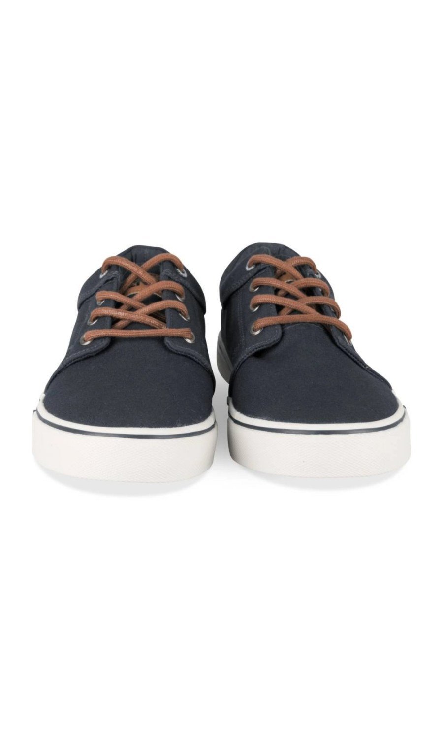 Baskets en toile lacets camel bleu marine