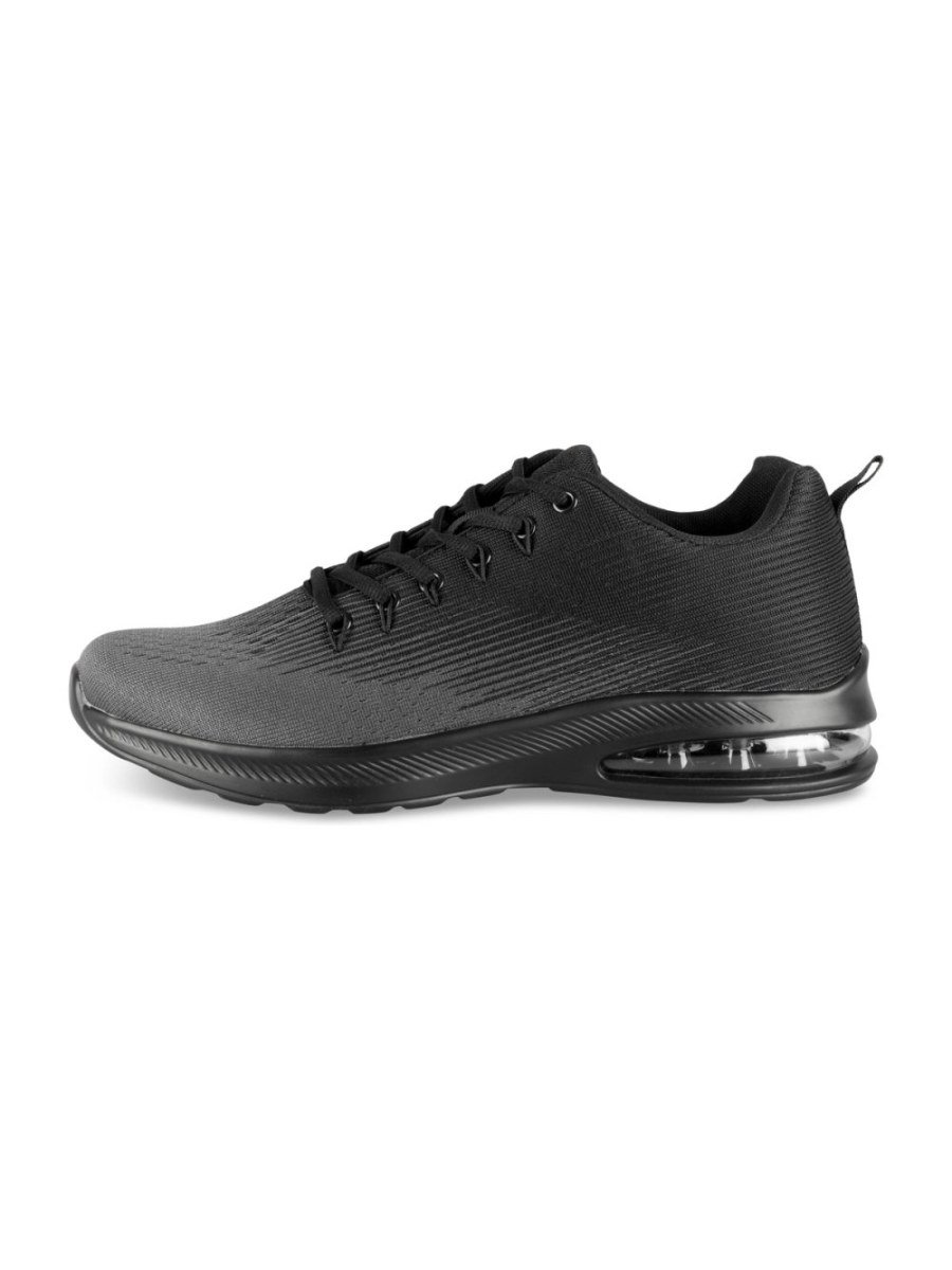 Grey and black sneakers with air bubble sole