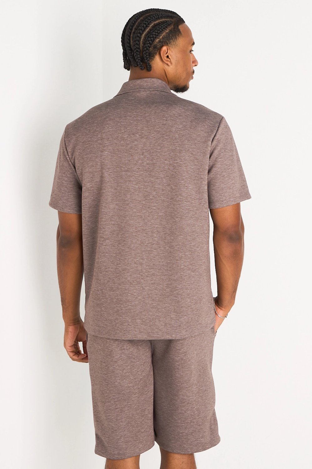 Ensemble chemise w short fluide marron
