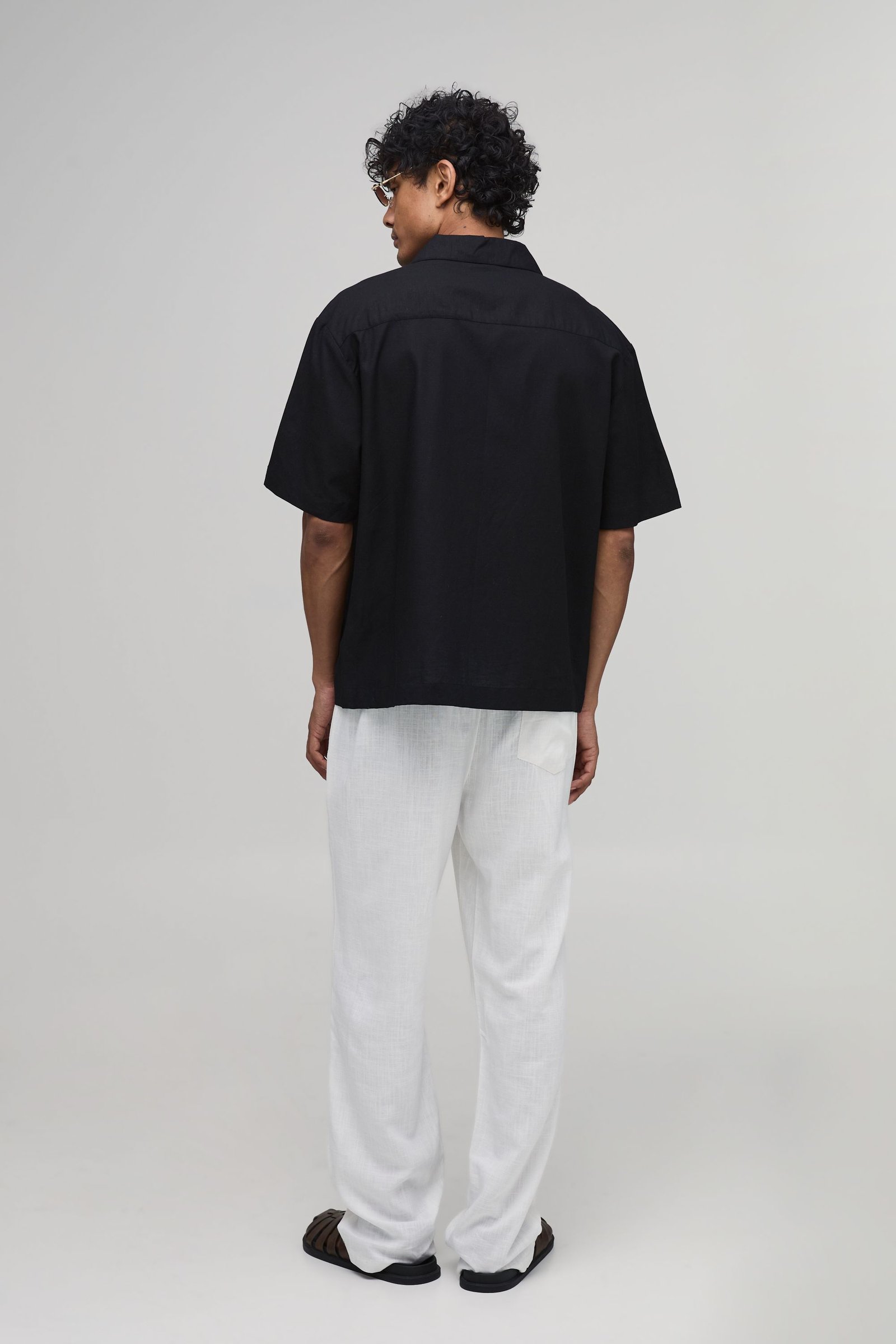 Chemise Oversize À Motif Floral Avec Poche En Mélange De Lin