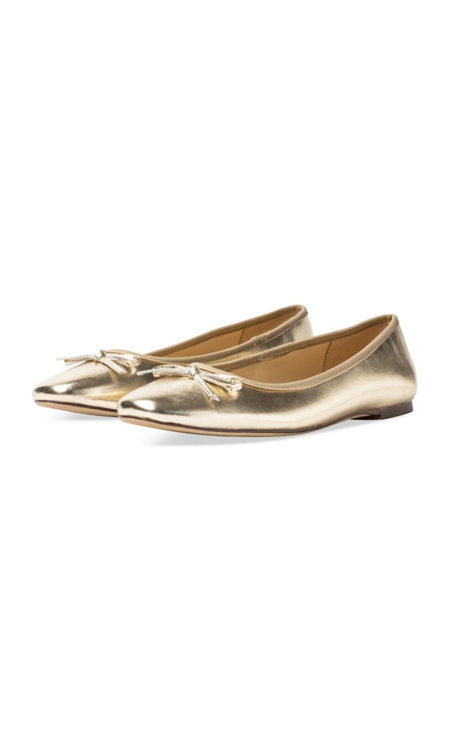 Gold metallic ballerinas with piping