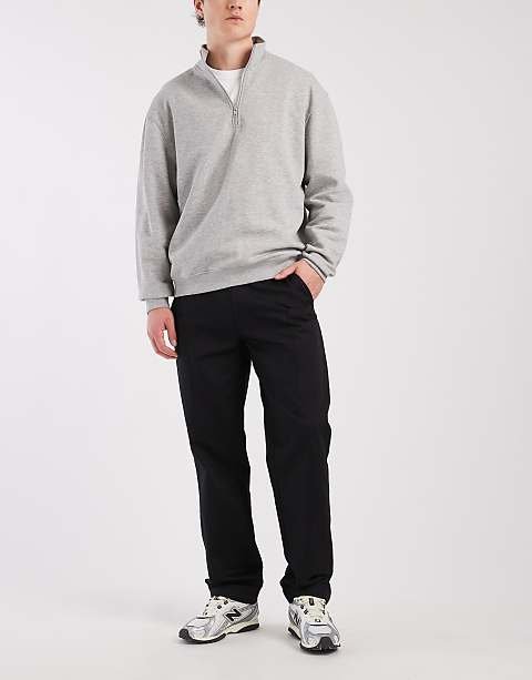 Pantalon cargo droit en sergé flammé Noir