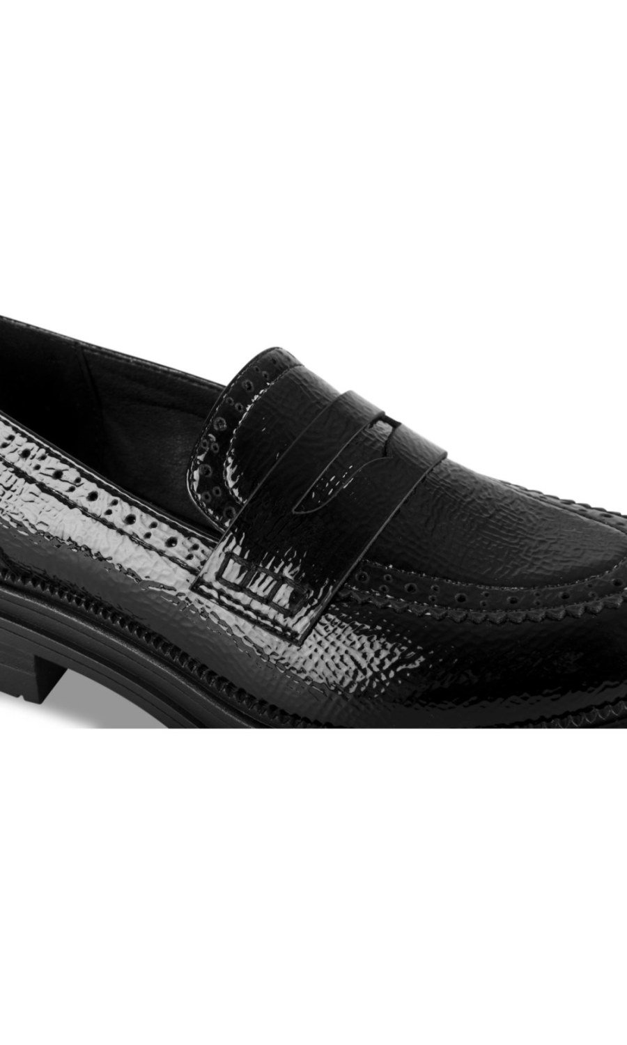Mocassins vernis à semelle crantée noirs