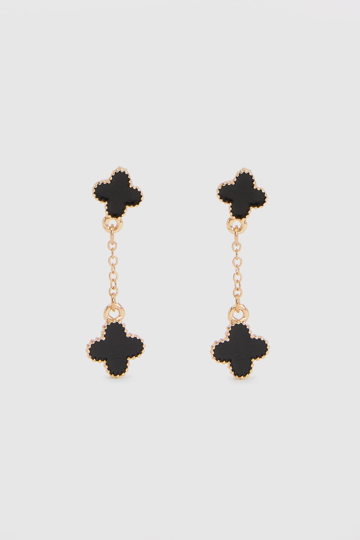 Black enamel clover earrings
