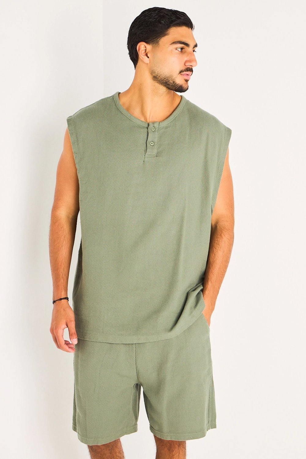 Ensemble débardeur w short texturé kaki
