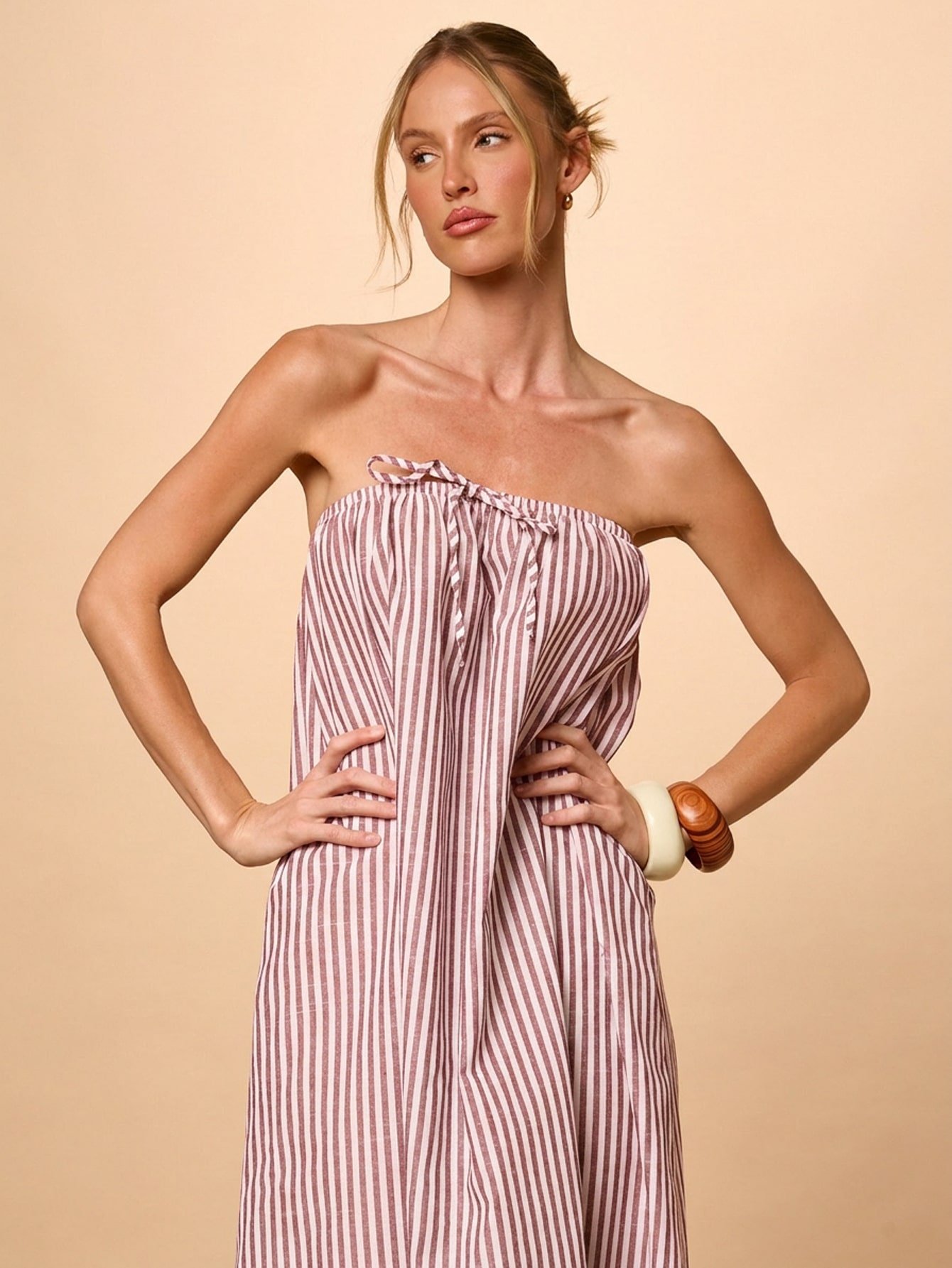 Robe longue d'été bustier rayée