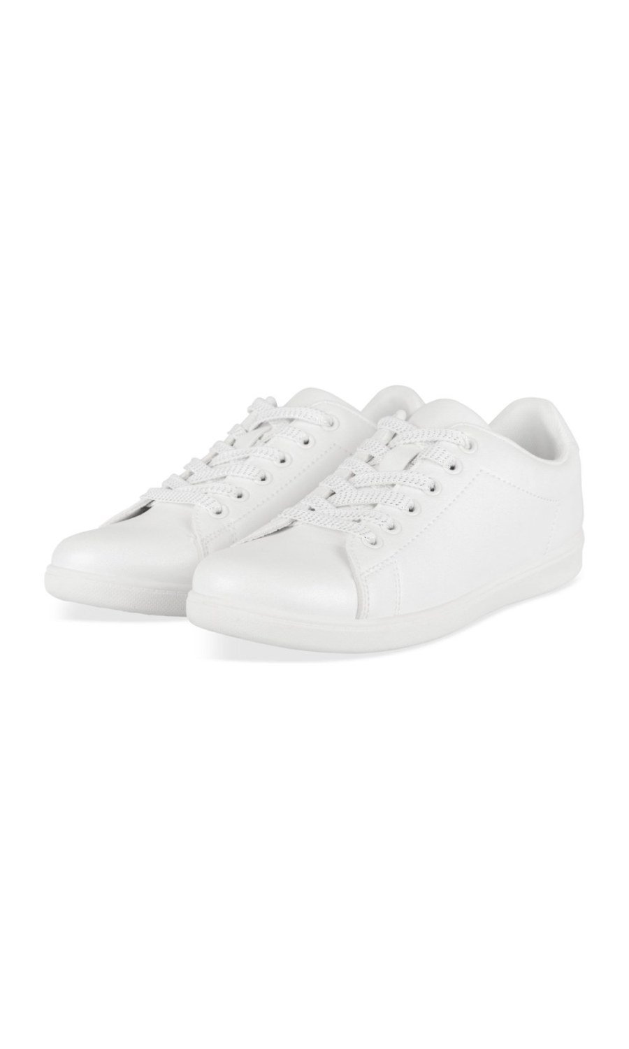 Plain white low-top sneakers