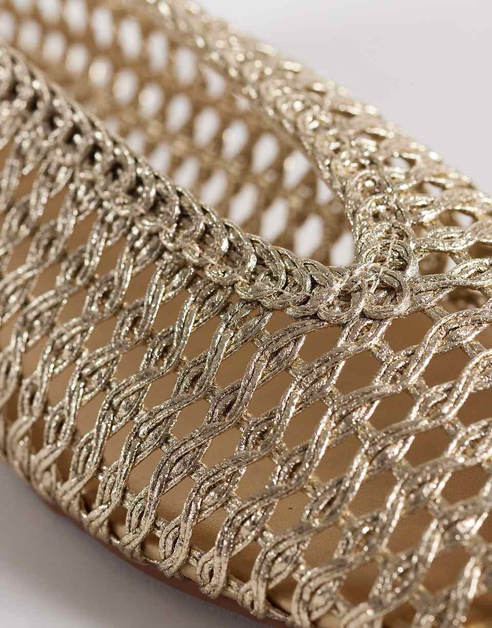 Lioness woven-effect ballet flats in gold