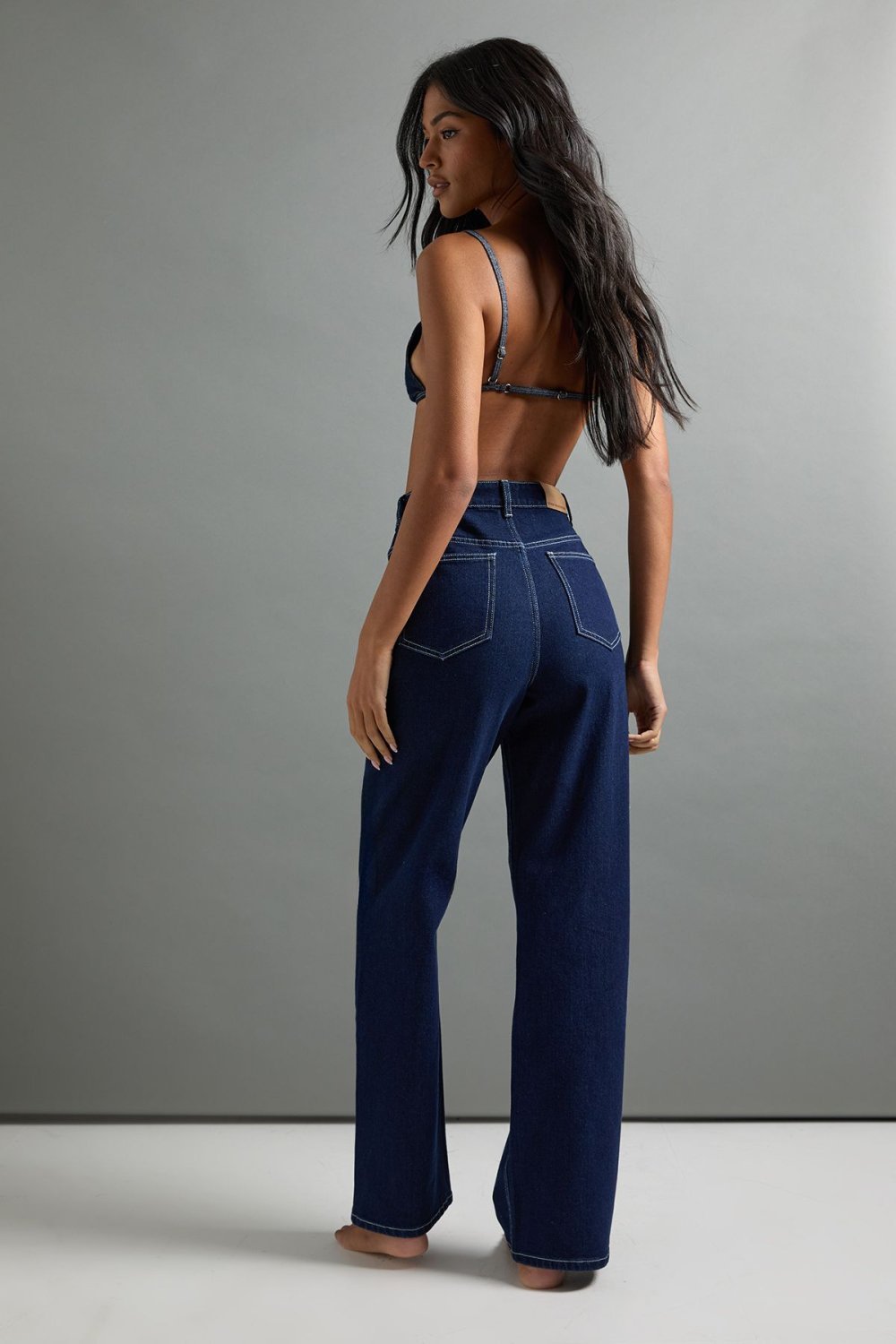 Jean droit taille haute indigo - Grande taille