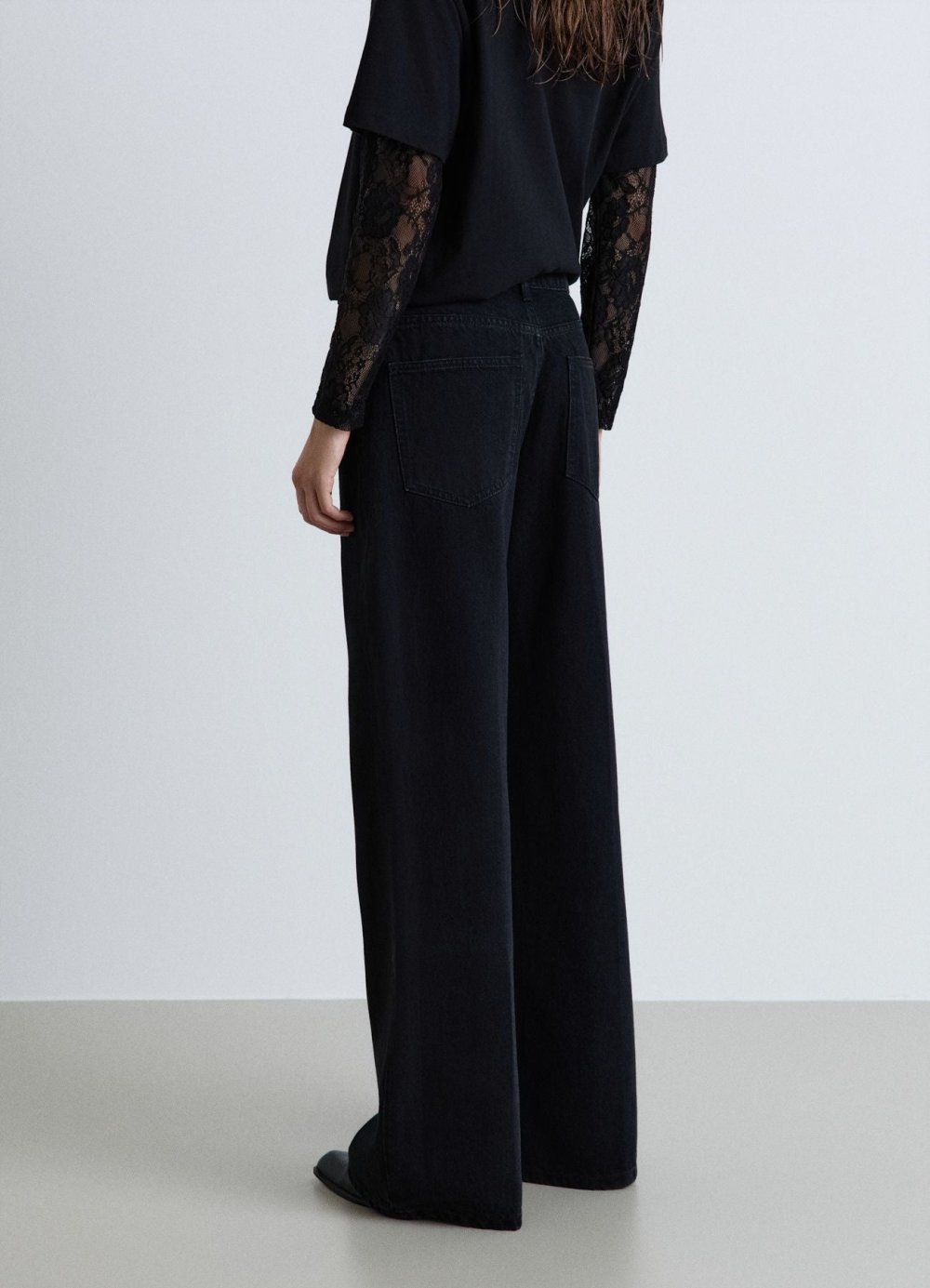 Jean palazzo taille haute uni k7el
