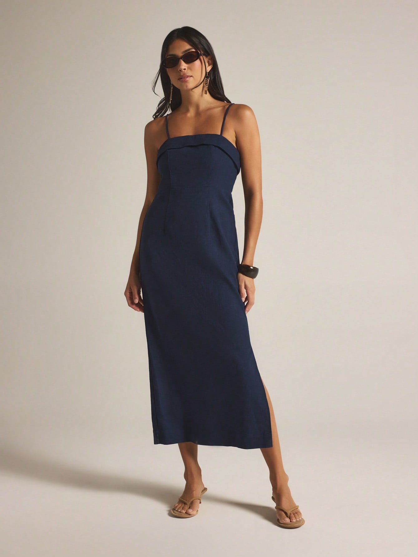 Robe midi b bretelles rqaq