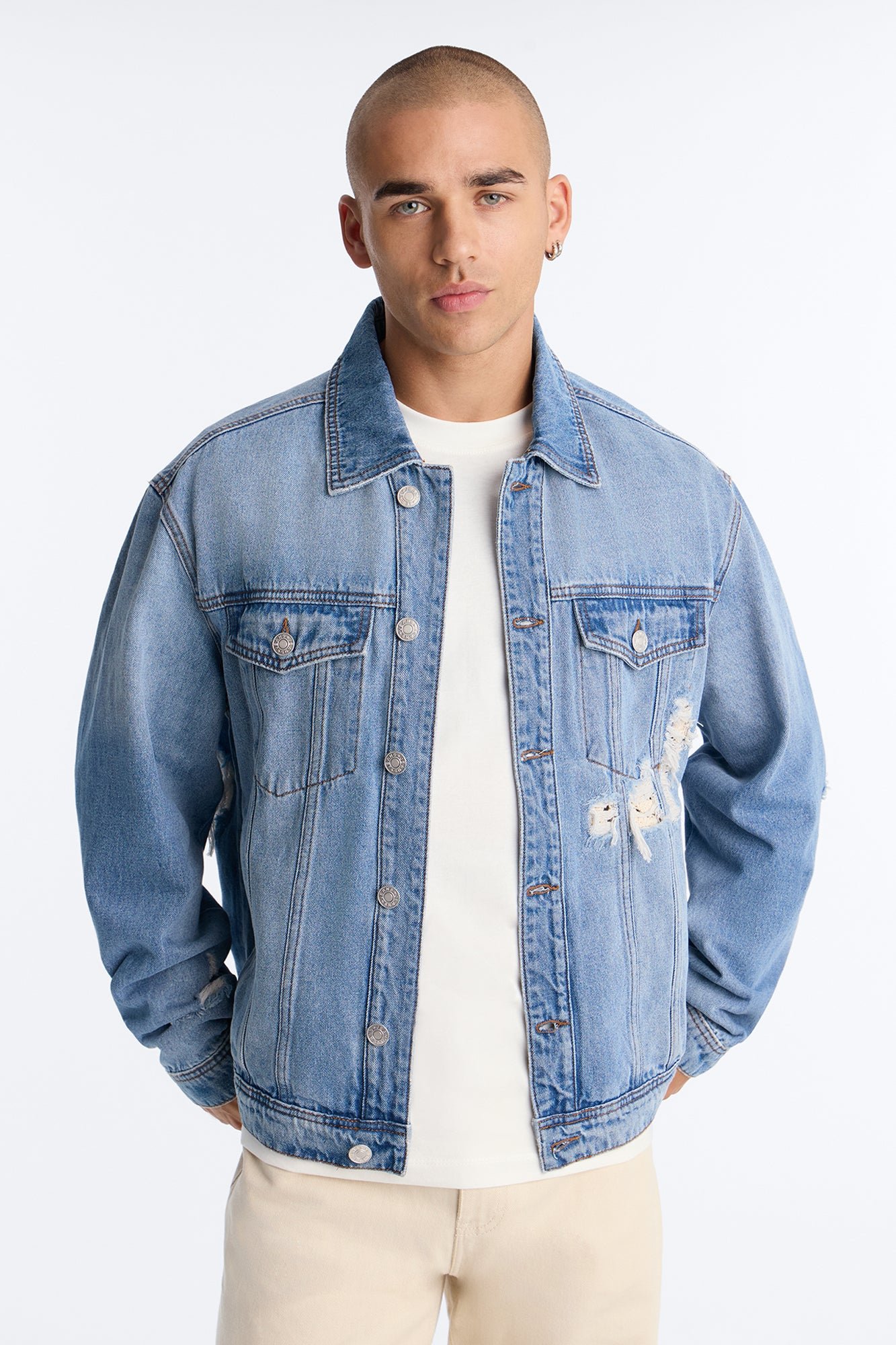 Veste jean trucker b crochet
