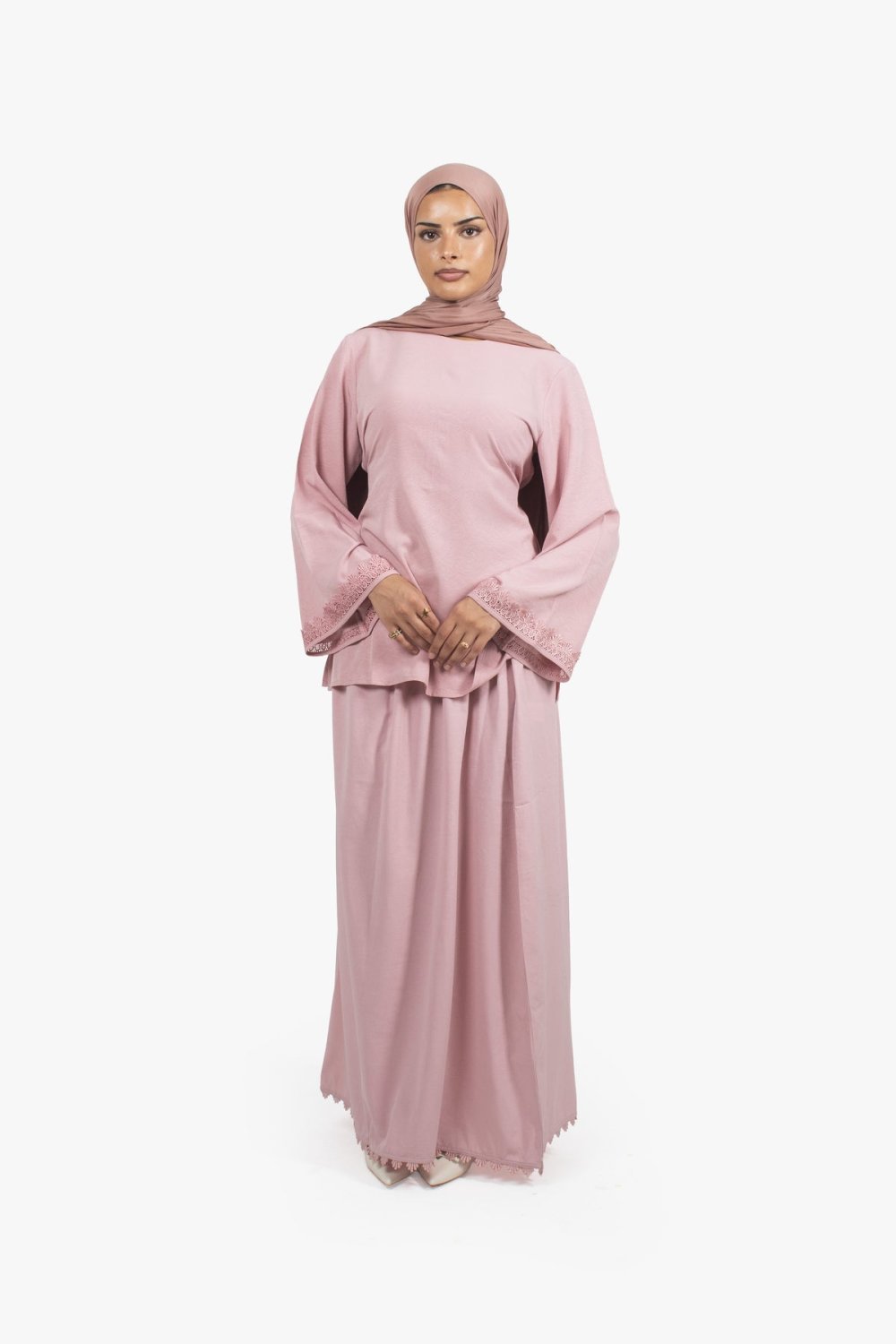 Jupe twila crêpe b dentelle lte7t - Rose poudré