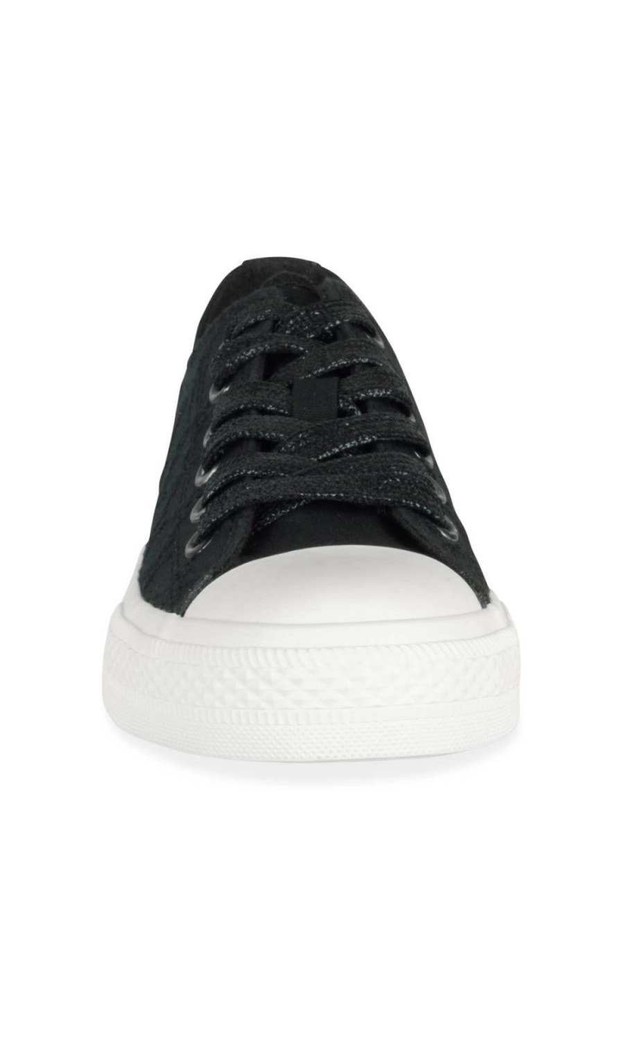 Black floral embroidered canvas sneakers