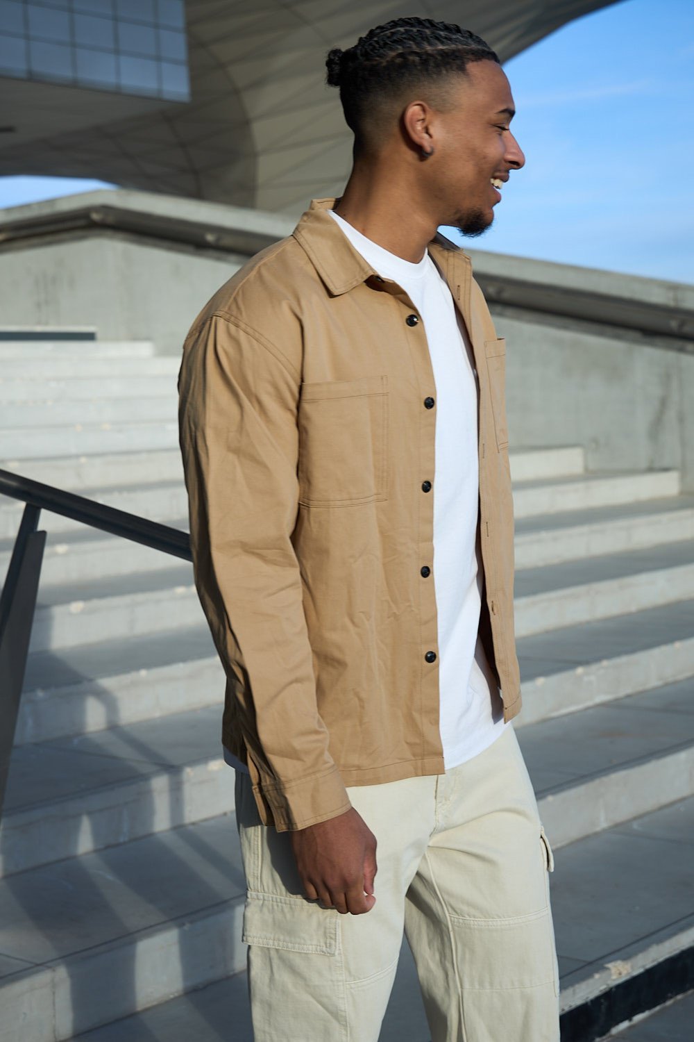 Camel heavyweight shirt with pocket