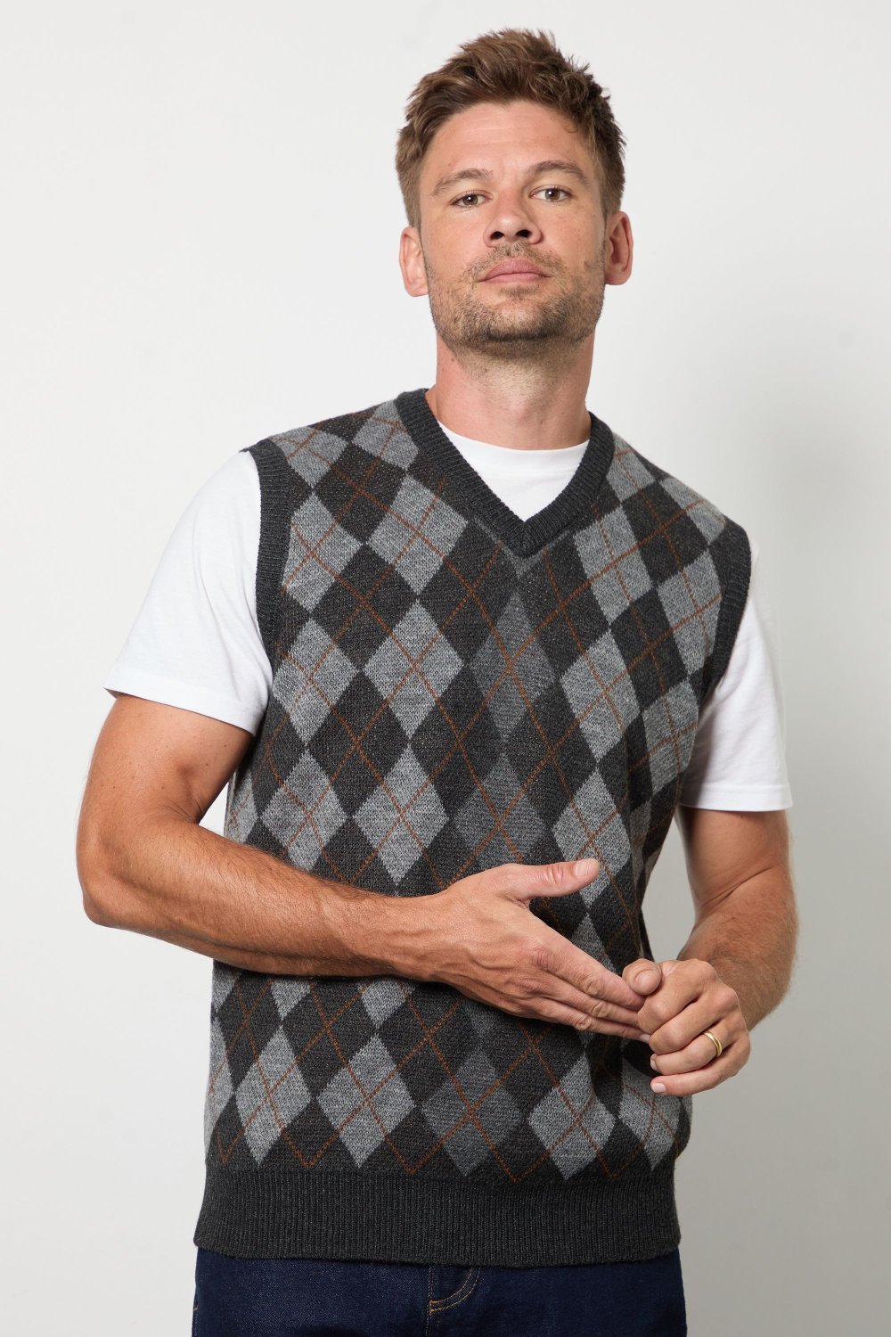 Pull bla kmam b losanges, gris