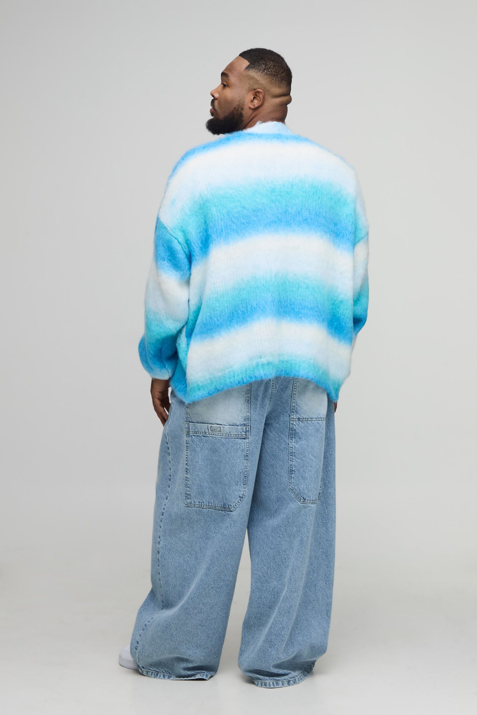 Plus Cardigan tricoté oversize à rayures brossées, au style boxy Plus