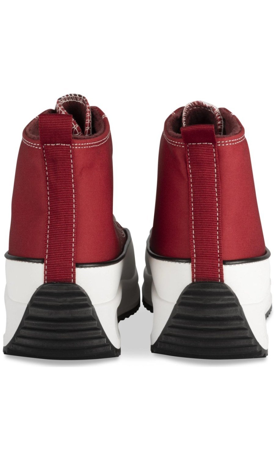 Burgundy high-top platform sneakers