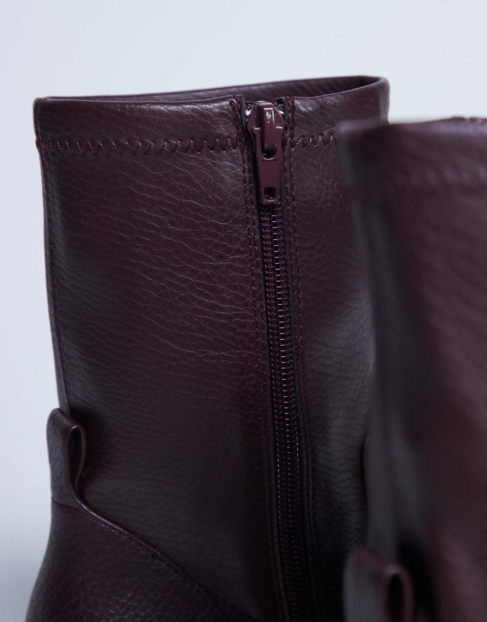 Square heel faux leather ankle boots in burgundy
