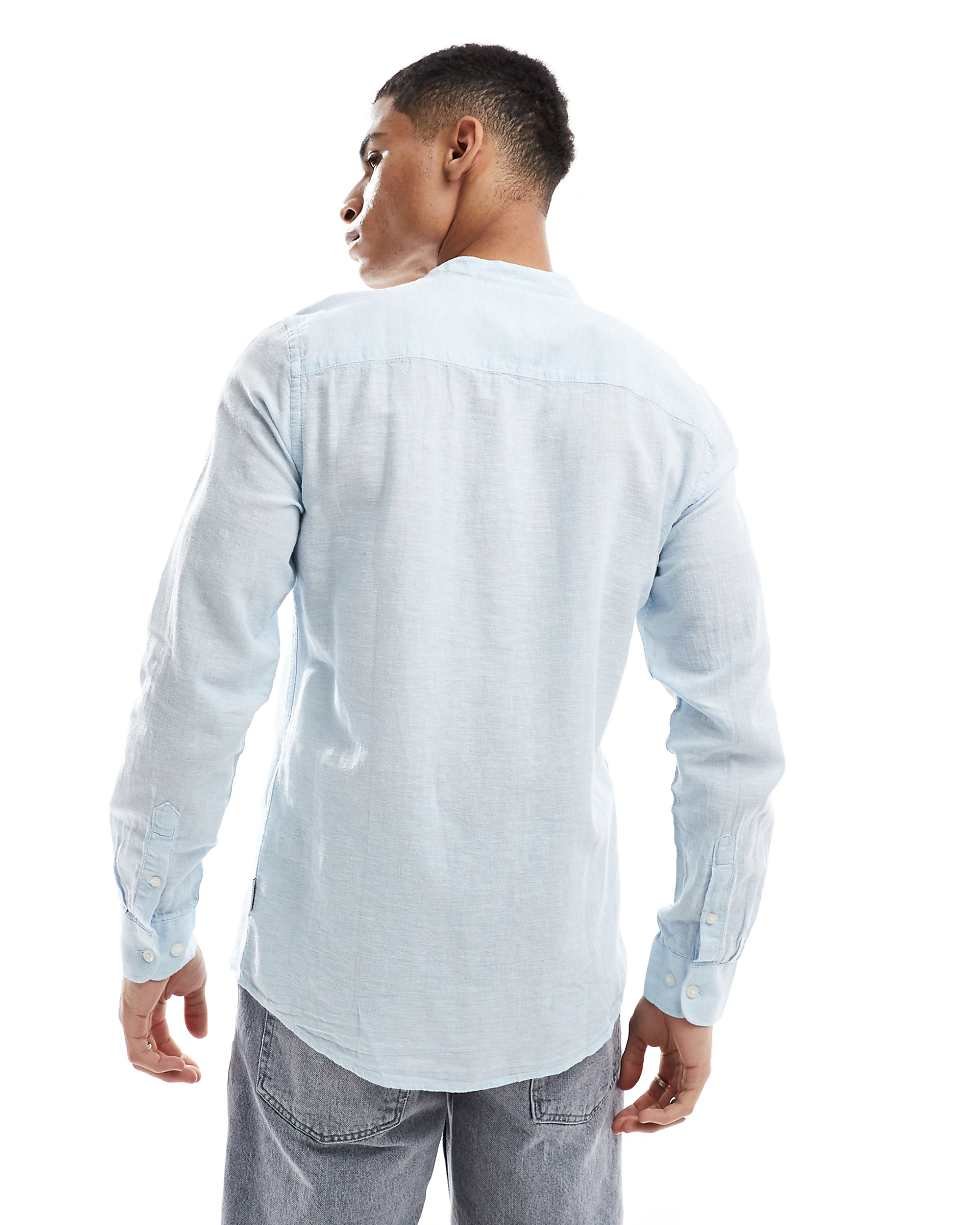 Chemise b lin mkhlout w col grand-père - Zre9 fate7
