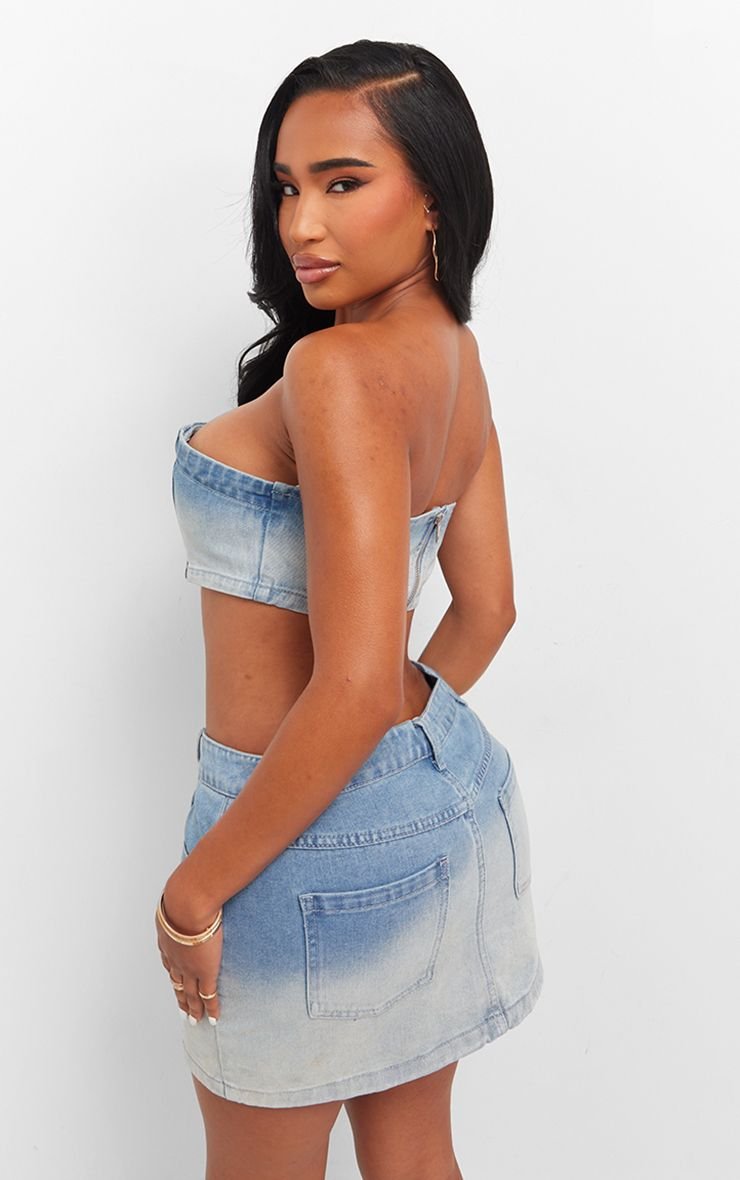 Haut bandeau f denim délavé