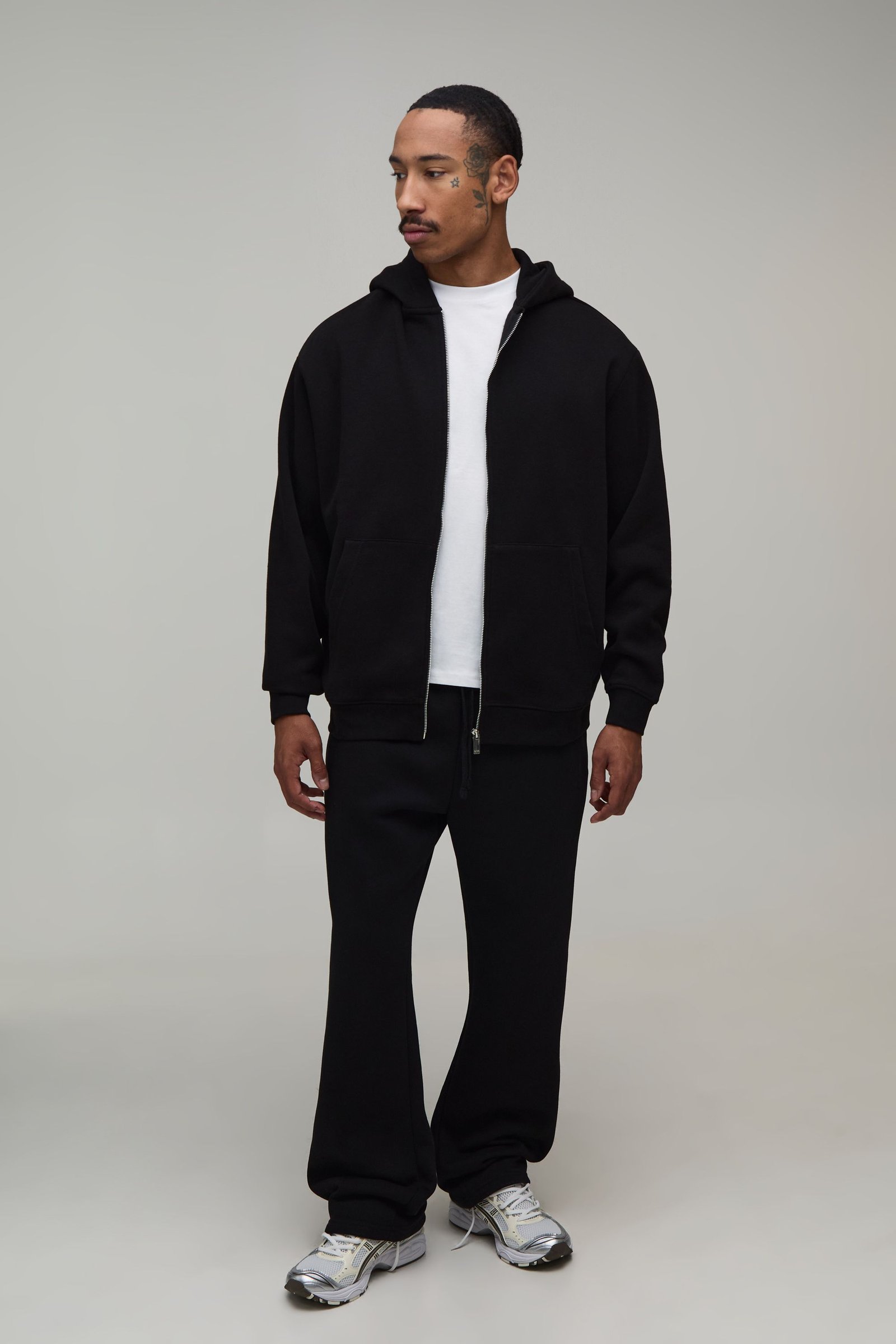 Basic Oversized Zip-Through Hoodie