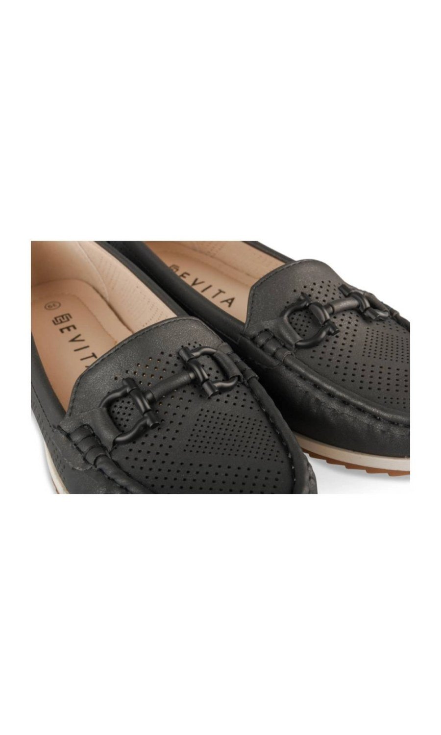Mocassins perforés à mors noirs