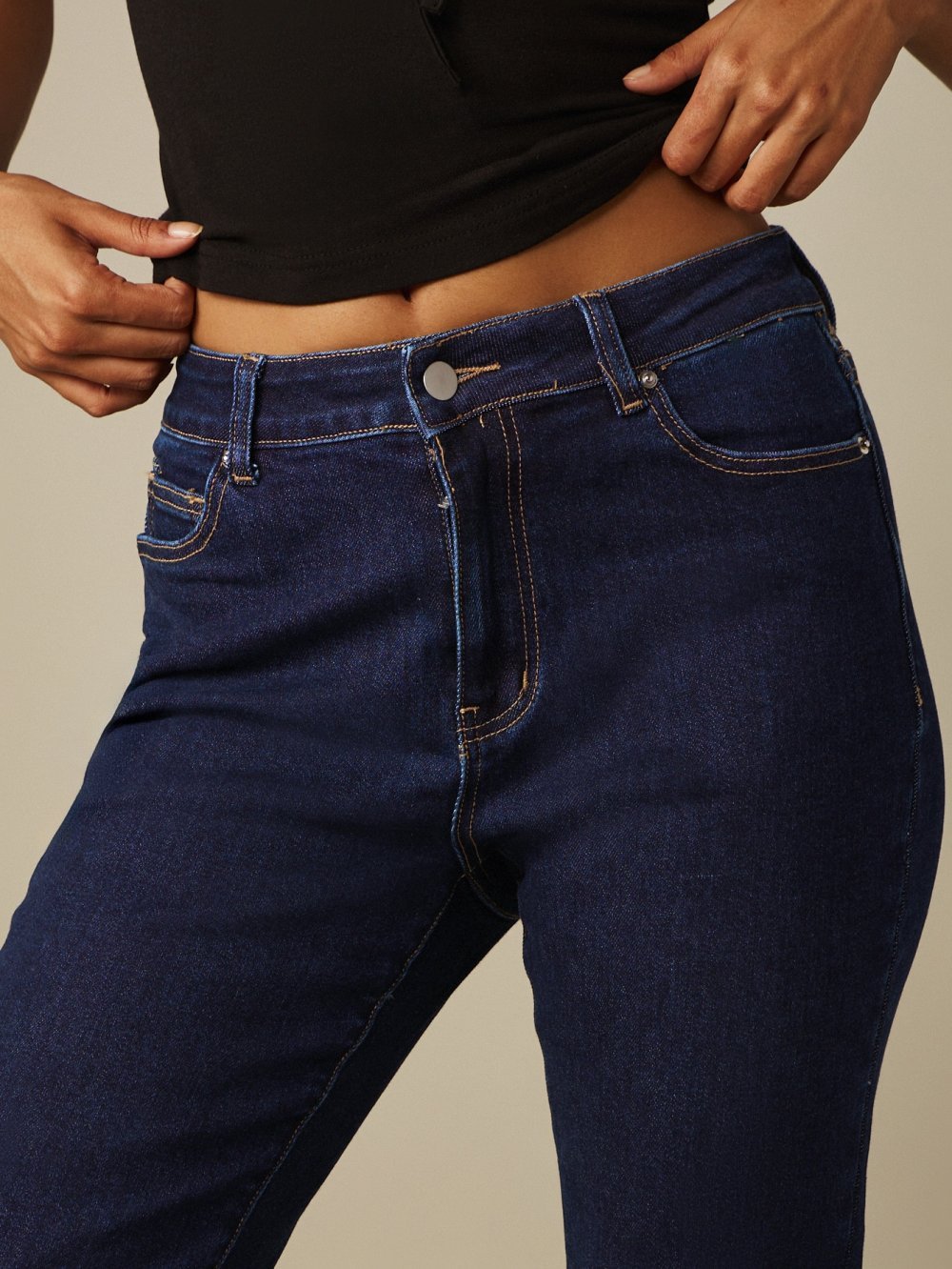 Jean slim taille haute brut