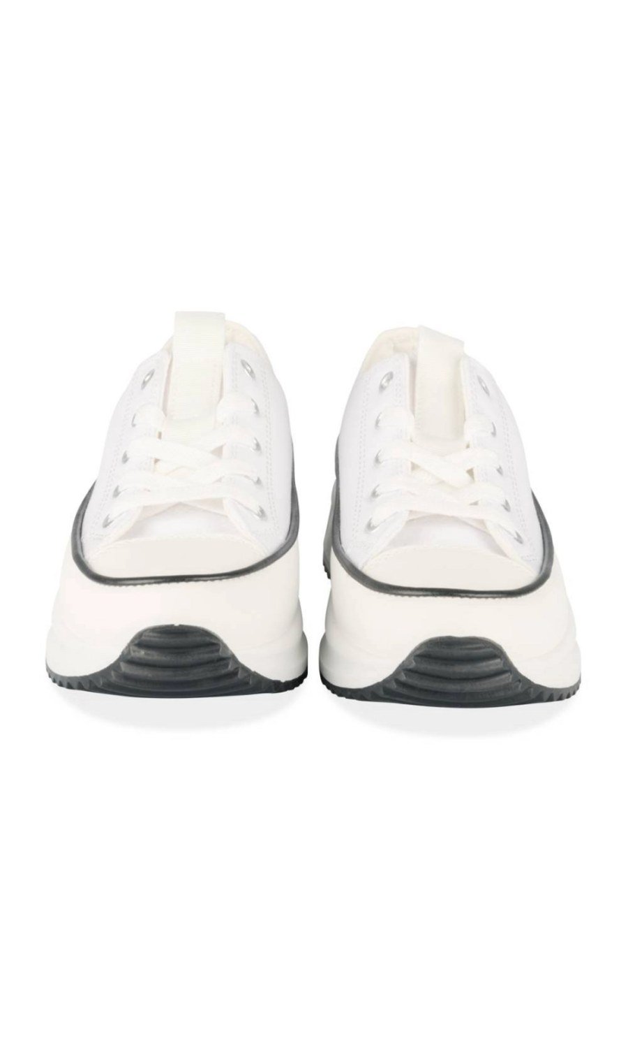 White canvas cleated platform sneakers